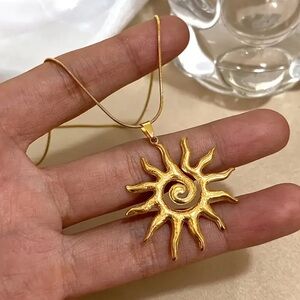 Gold Sun Pendant Necklace